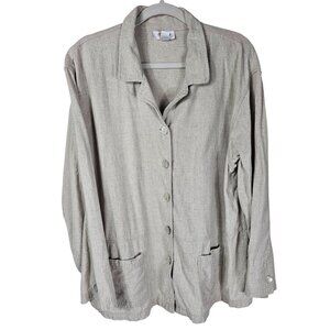 VTG Talbots Linen Taupe Button-Up Jacket XL Capsule Minimalist Coastal Lagenlook